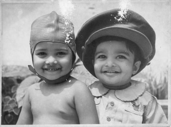 My brother Prasanna and I. Siriniwasa, Hikkaduwa. circa 1950's. Photograph by M.W. Indrasoma (Wimalatissa mama).